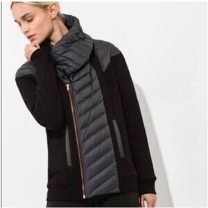 Kit & Ace Liberty Cotton Cashmere Quilted Jacket Sz 8 Black Gray Down Wrap Ski